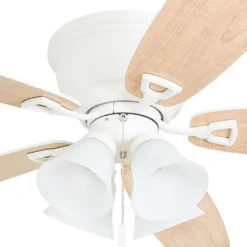 Honeywell Glen Alden Low Profile Ceiling Fan with 4 LED Lights, White, 52-Inch - 50520