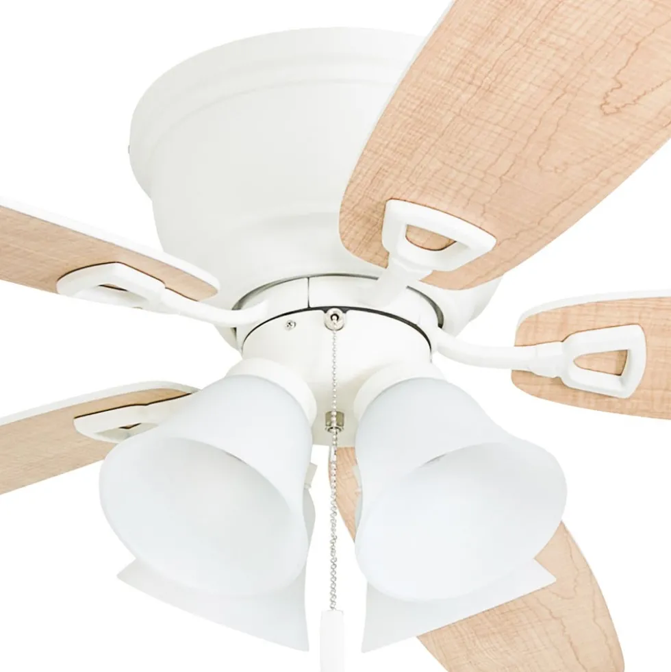Honeywell Glen Alden Low Profile Ceiling Fan with 4 LED Lights, White, 52-Inch - 50520