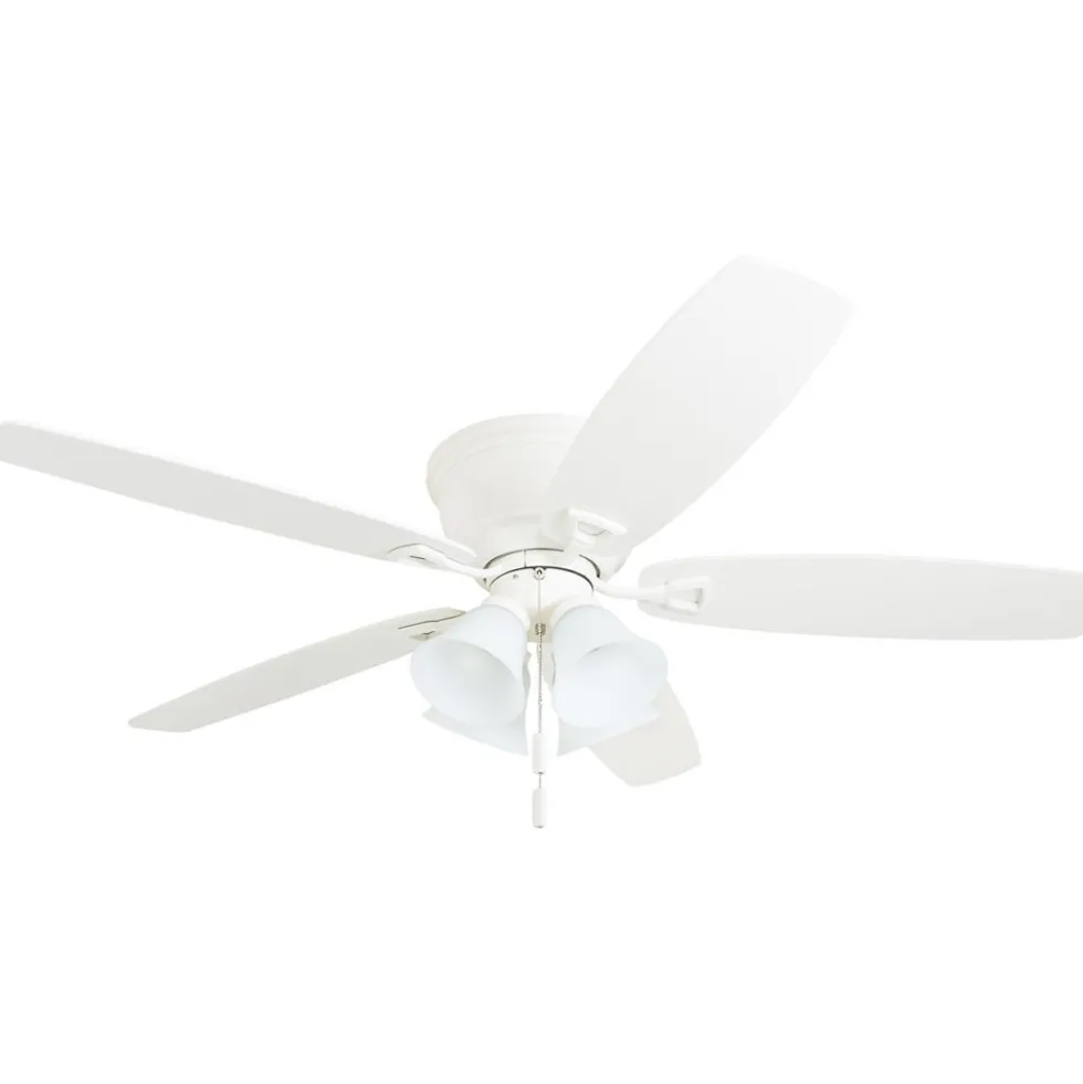 Honeywell Glen Alden Low Profile Ceiling Fan with 4 LED Lights, White, 52-Inch - 50520
