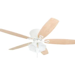Honeywell Glen Alden Low Profile Ceiling Fan with 4 LED Lights, White, 52-Inch - 50520