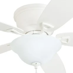 Honeywell Glen Alden Low Profile Ceiling Fan with Bowl Light, White, 52-Inch - 50518
