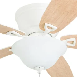 Honeywell Glen Alden Low Profile Ceiling Fan with Bowl Light, White, 52-Inch - 50518