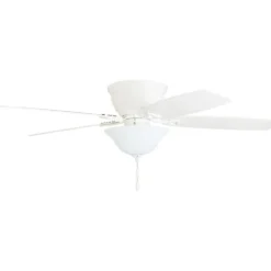 Honeywell Glen Alden Low Profile Ceiling Fan with Bowl Light, White, 52-Inch - 50518