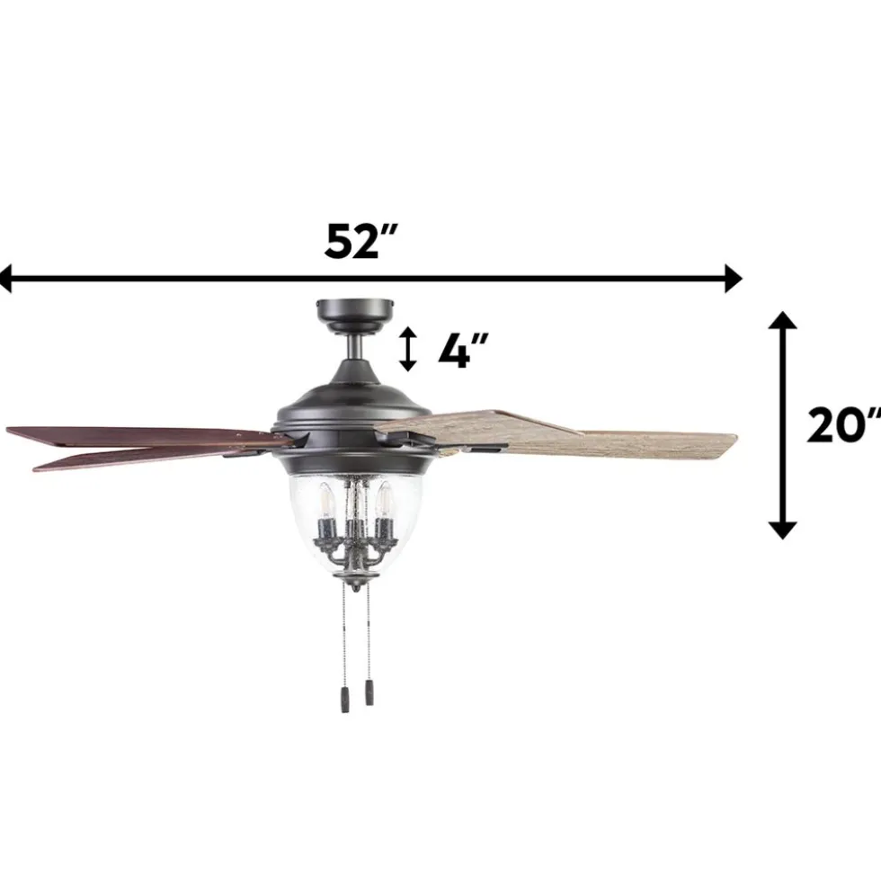 Honeywell Glencrest Indoor and Outdoor Ceiling Fan, Iron, 52-Inch - 51653