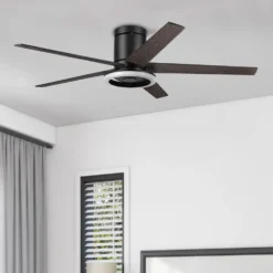 Honeywell Graceshire Contemporary Ceiling Fan with LED Ring Light, Dual Finish Blades and Reversible Motor - 52 Inch, Matte Black