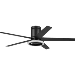 Honeywell Graceshire Contemporary Ceiling Fan with LED Ring Light, Dual Finish Blades and Reversible Motor - 52 Inch, Matte Black