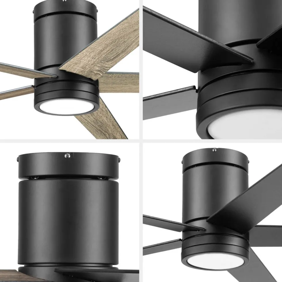 Honeywell Graceshire Indoor Flush Mount Ceiling Fan, Matte Black, 52 Inch - 51859