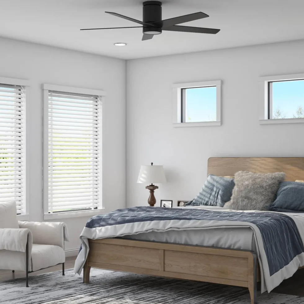 Honeywell Graceshire Indoor Flush Mount Ceiling Fan, Matte Black, 52 Inch - 51859