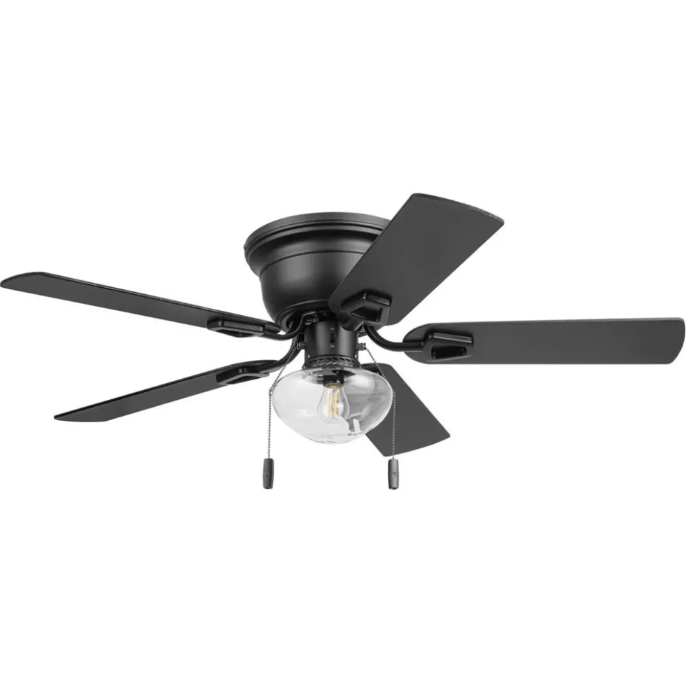 Honeywell Halle 42 Inch Indoor Matte Black Ceiling Fan with Light & Pull Chain - 53044