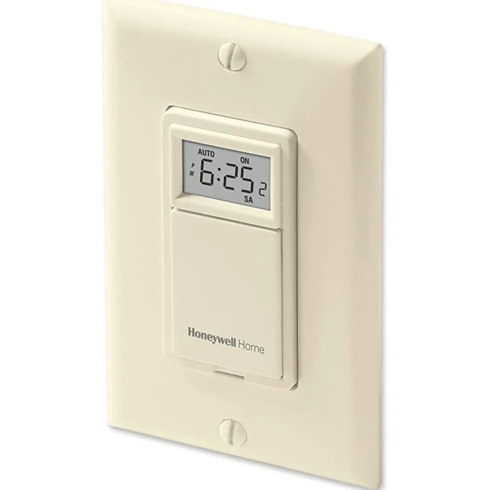 Honeywell Home Programmable Light Switch Timer, 40 Watt Minimum Lights Only - RPLS531A, Almond