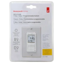 Honeywell Home Solar 7 Day Programmable Light Switch Timer, Sunset to Sunrise - RPLS740B, White