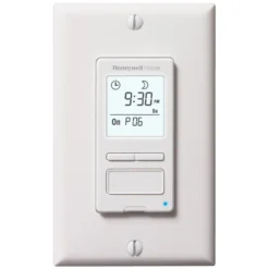 Honeywell Home Solar Programmable Light Switch Timer, 40 Watt Minimum Lights Only - RPLS540A, White
