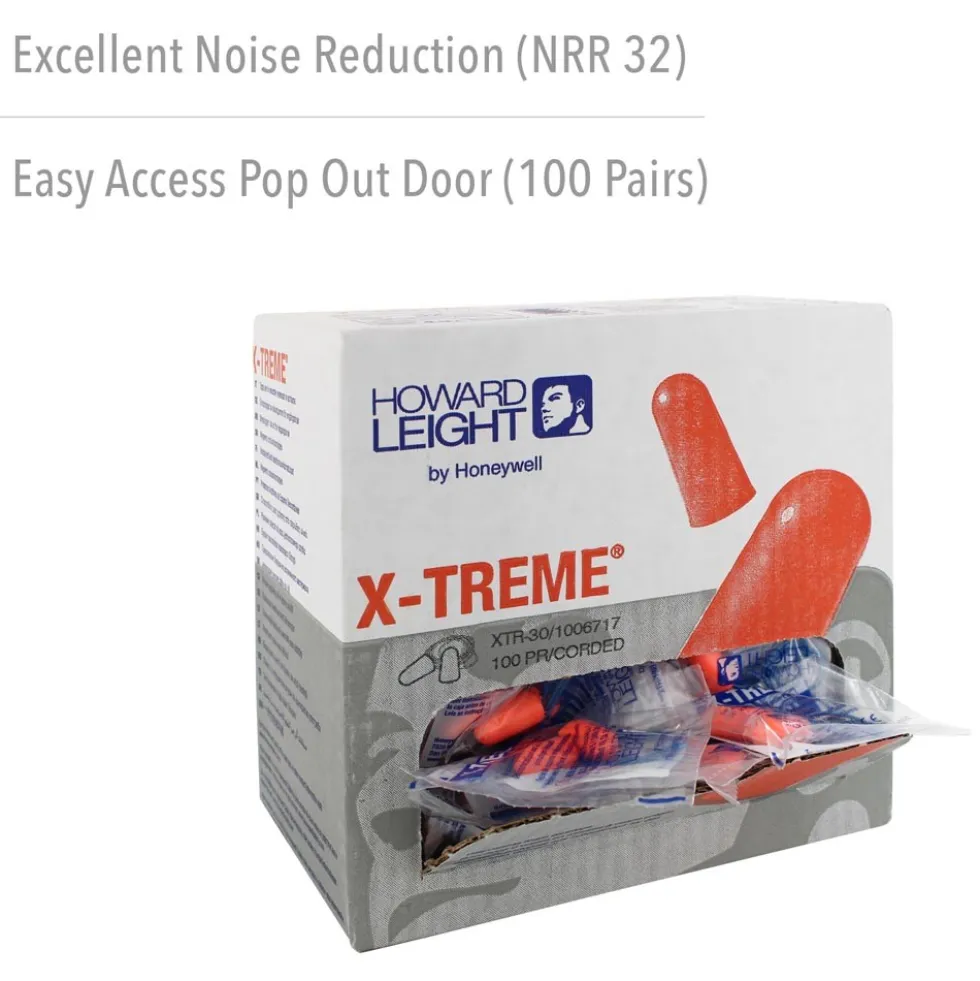 Honeywell Howard Leight X-Treme Corded Foam Ear Plugs, 1000 Pairs