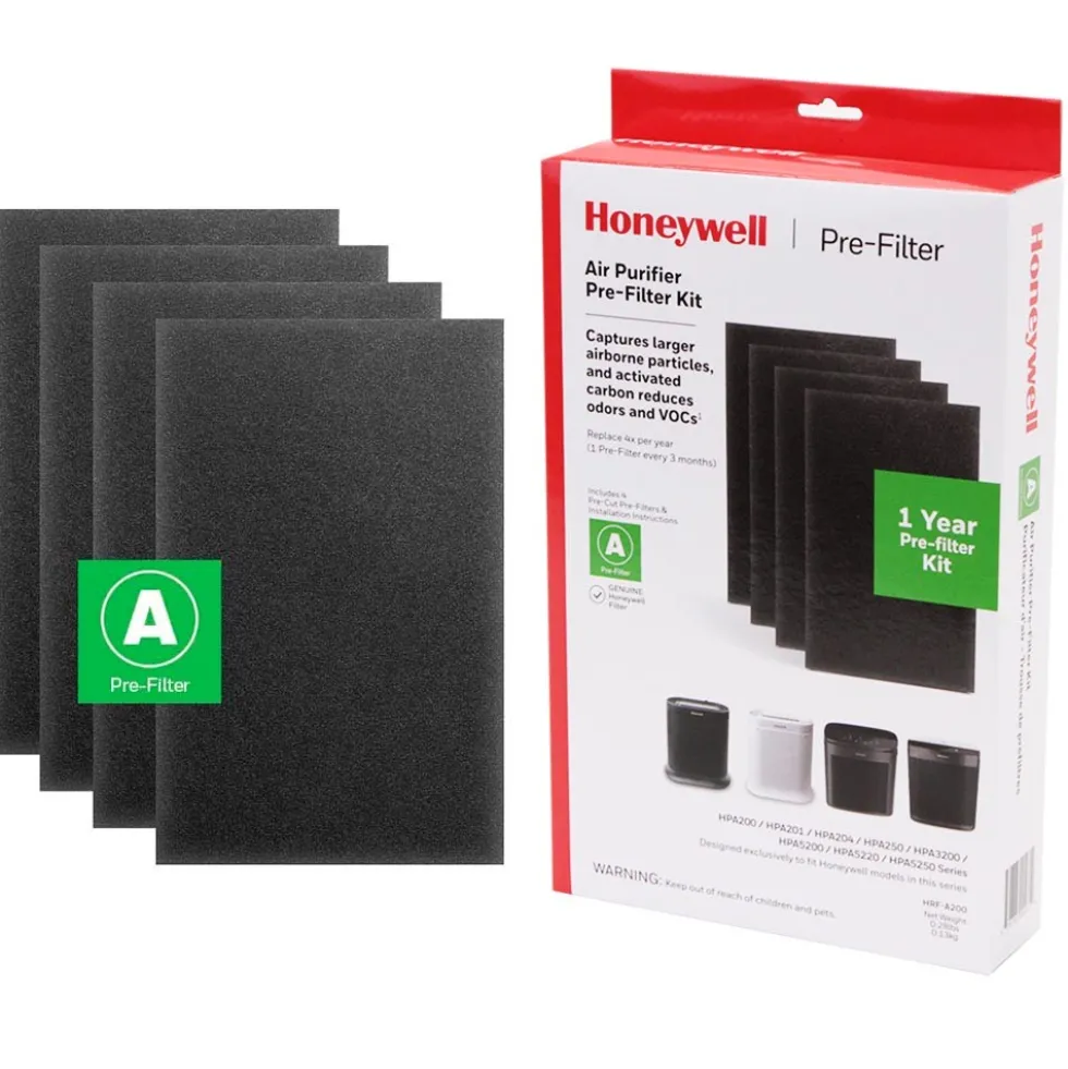 Honeywell HRF-A200 Pre-Cut Carbon Pre-Filter For HPA200 Series Air Purifiers - 4 Pack (Filter A)