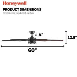 Honeywell Kaliza 60 inch Color Changing Indoor/Outdoor Ceiling Fan with Light and Remote and Six Reversible Finish Blades - 51907