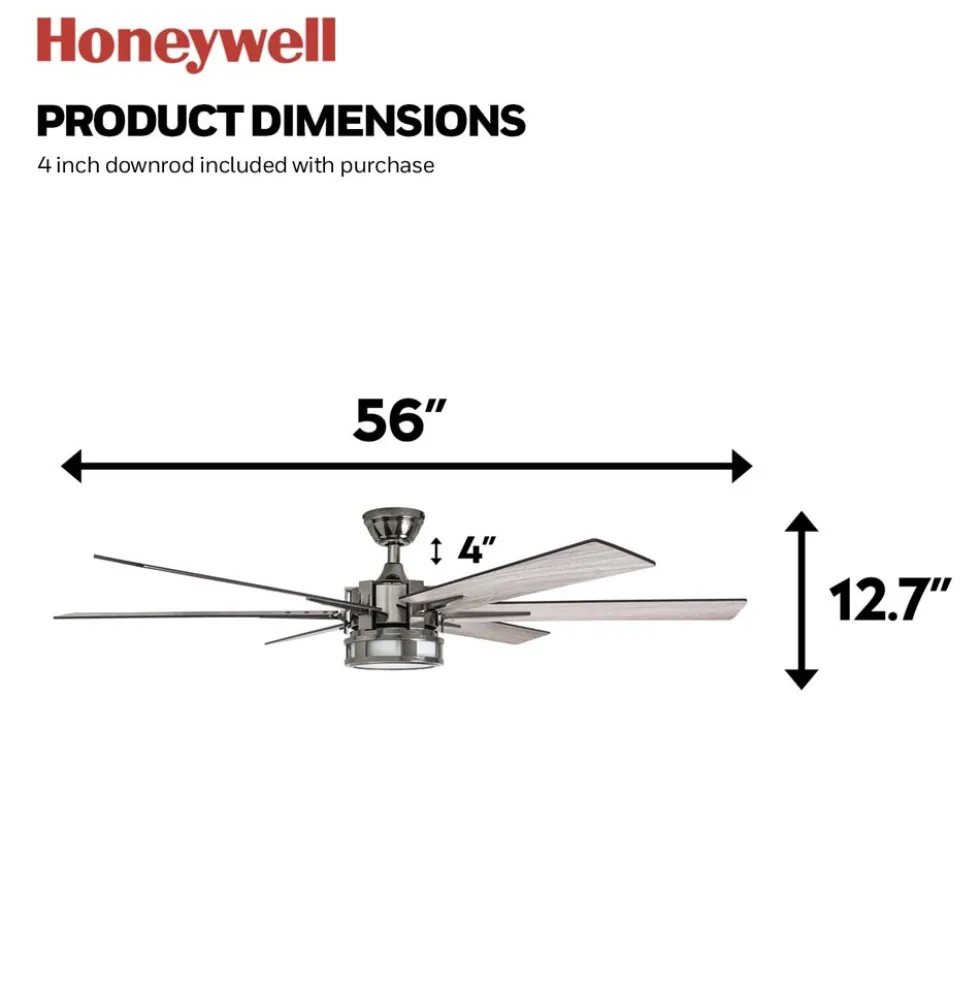 Honeywell Kaliza Indoor Ceiling Fan, Gun Metal, 56-Inch - 51035