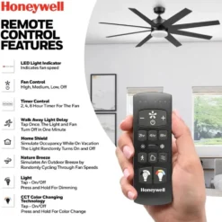 Honeywell Kildee 62 inch Outdoor Ceiling Fan with Color Changing Light, Remote Control and Eight Dual Finish Blades - 53002