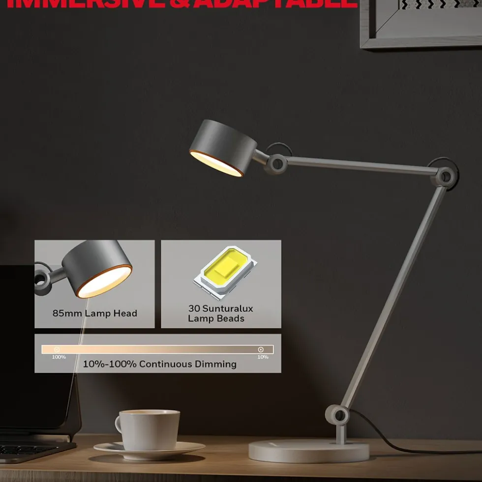 Honeywell LED Adjustable Metal Desk Lamp with Touch Controls and Eye Protection - HWT-01A