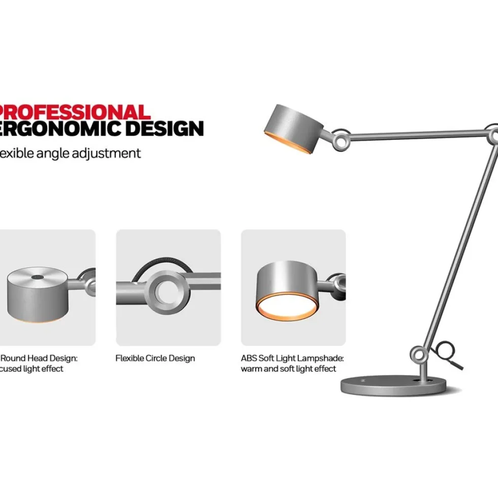 Honeywell LED Adjustable Metal Desk Lamp with Touch Controls and Eye Protection - HWT-01A