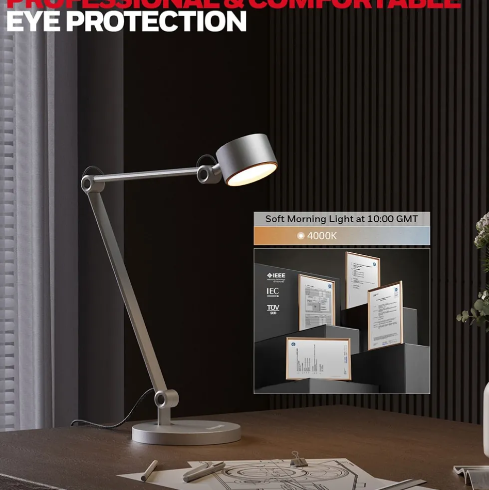 Honeywell LED Adjustable Metal Desk Lamp with Touch Controls and Eye Protection - HWT-01A