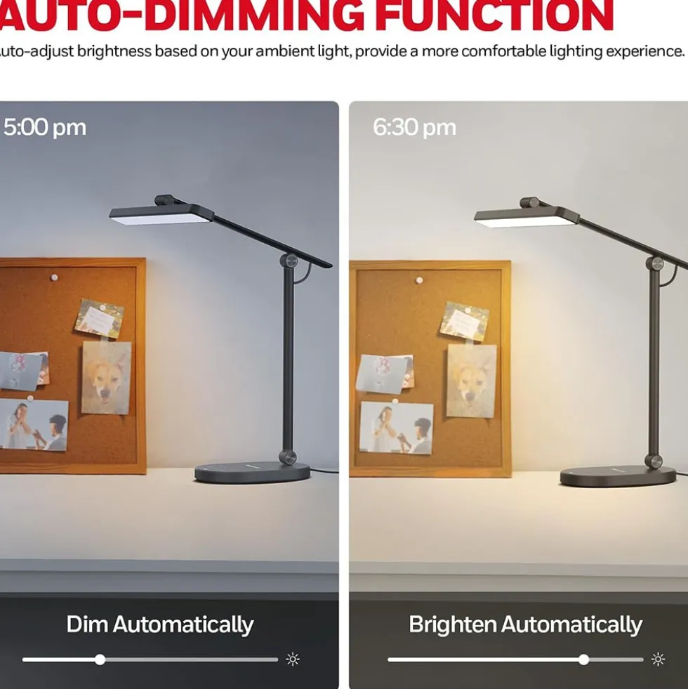 Honeywell LED Desk Lamp for Home Office, H4 Sunturalux Eye-Caring Desk Light, Black - HWT-H4BK