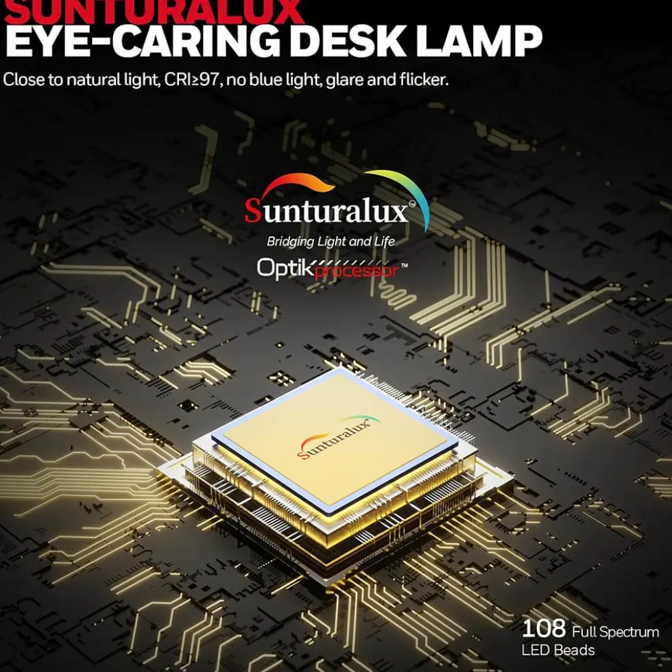 Honeywell LED Desk Lamp for Home Office, H4 Sunturalux Eye-Caring Desk Light, Black - HWT-H4BK