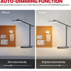 Honeywell LED Desk Lamp for Home Office, H4 Sunturalux Eye-Caring Desk Light, Gray - HWT-H4G