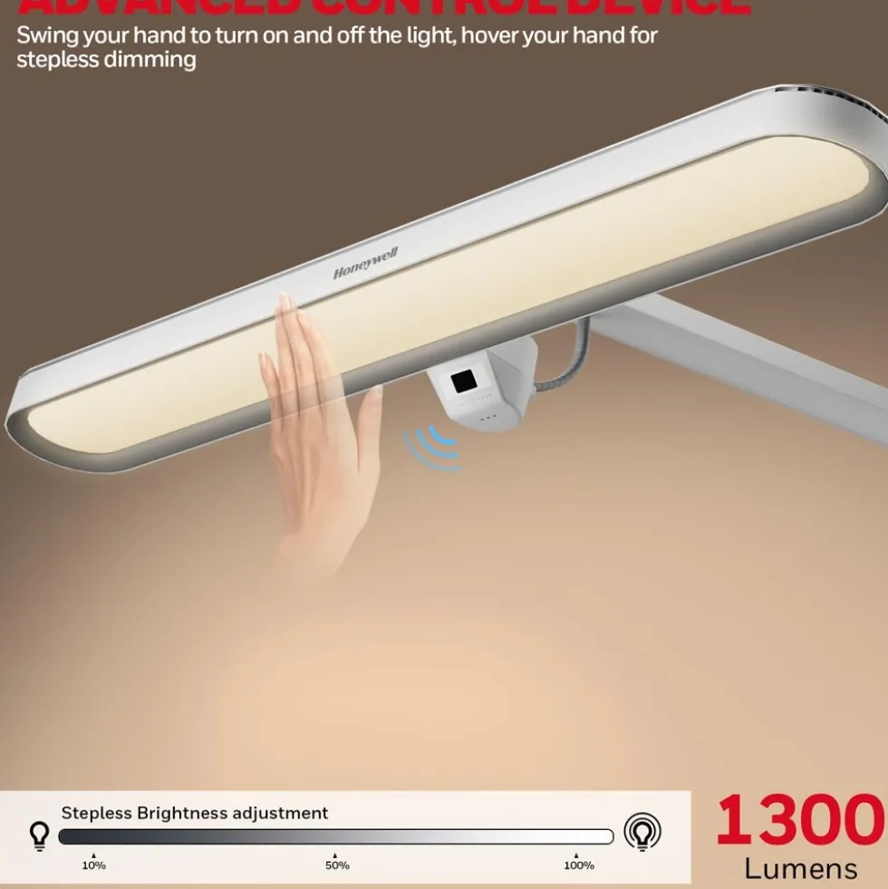 Honeywell LED Desk Lamp with Clamp and Sunturalux Eye Caring Natural Light, 05B02