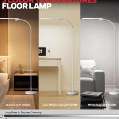 Honeywell LED Floor Lamp, F4 Sunturalux Gooseneck Floor Light, White - F4WT