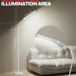 Honeywell LED Floor Lamp, F4 Sunturalux Gooseneck Floor Light, White - F4WT