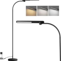 Honeywell LED Floor Lamp, F4 Sunturalux Gooseneck Reading Light, Black - F4BK