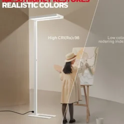 Honeywell LED Modern Floor Lamp, Sunturalux Eye Caring Tall Standing Light, 8000LM 4000K Natural Daylight - 02E-Gen