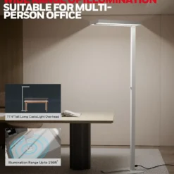 Honeywell LED Modern Floor Lamp, Sunturalux Eye Caring Tall Standing Light, 8000LM 4000K Natural Daylight - 02E-Gen