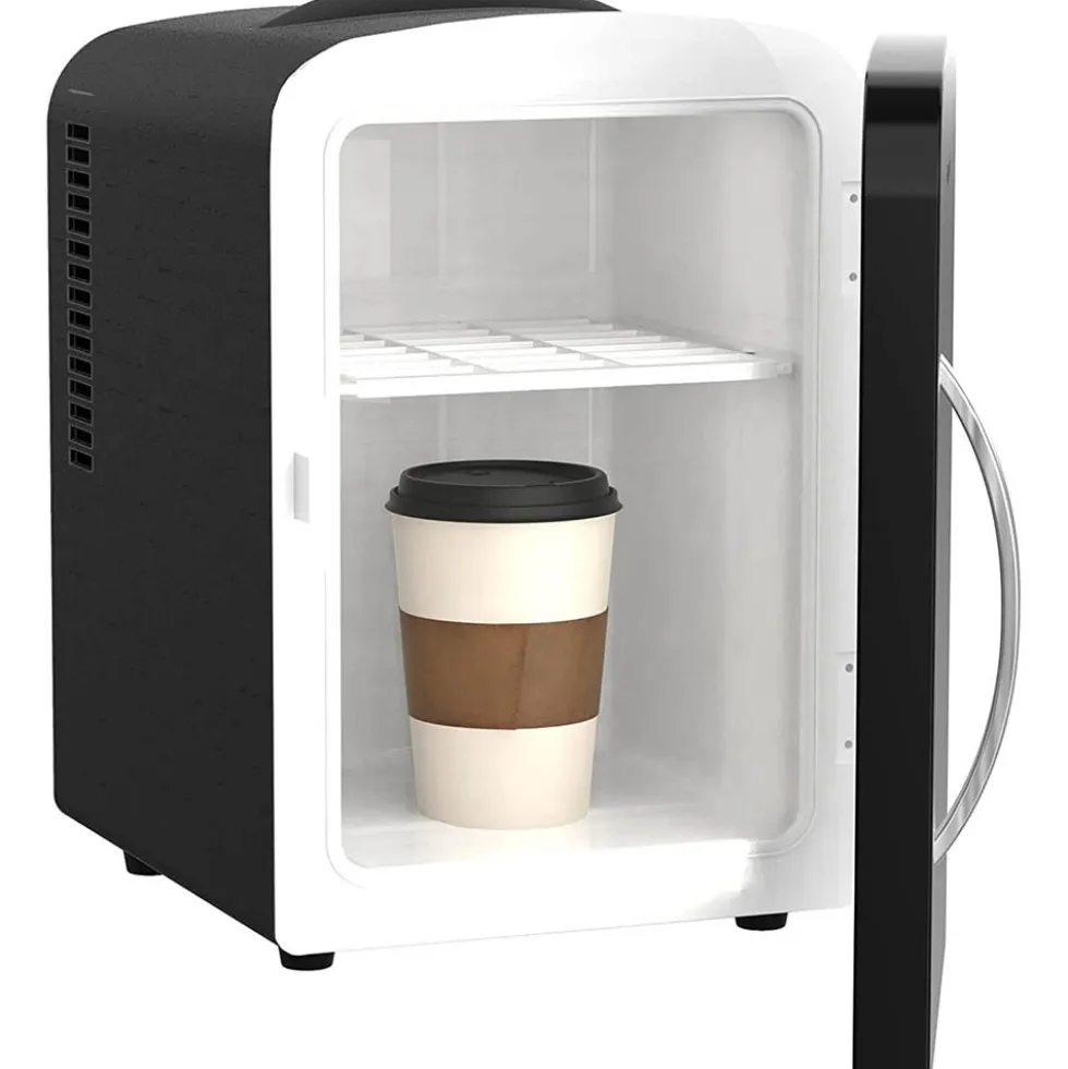 Honeywell 4 Liter Personal Mini Fridge Cooler and Warmer, Fits Six 12oz Cans, Stainless Steel - H4MFSS