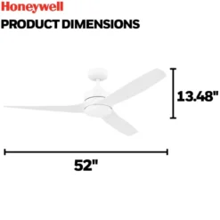 Honeywell Lynton Dual Mount Ceiling Fan with Light, 52 Inch, White - 53050