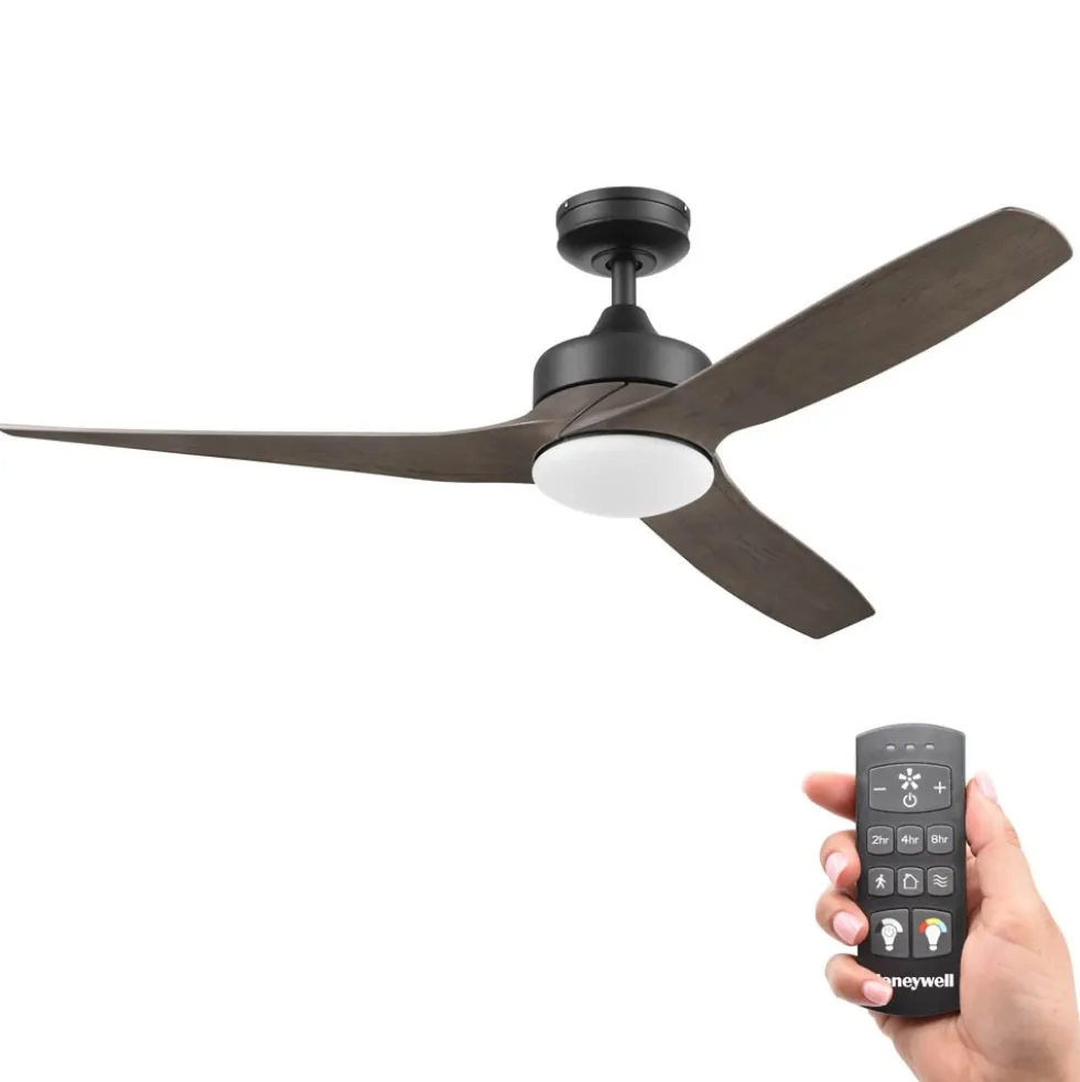 Honeywell Lynton High Performance Indoor and Outdoor Ceiling Fan, Brown and Black, 52-Inch - 51853