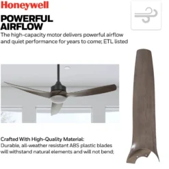Honeywell Lynton High Performance Indoor and Outdoor Ceiling Fan, Brown and Black, 52-Inch - 51853