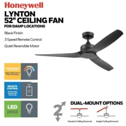 Honeywell Lynton 52 inch Outdoor Three Blade Ceiling Fan with Remote - 53005