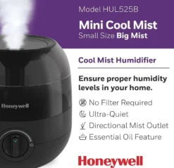 Honeywell Mini Cool Mist Humidifier - Black, HUL525B
