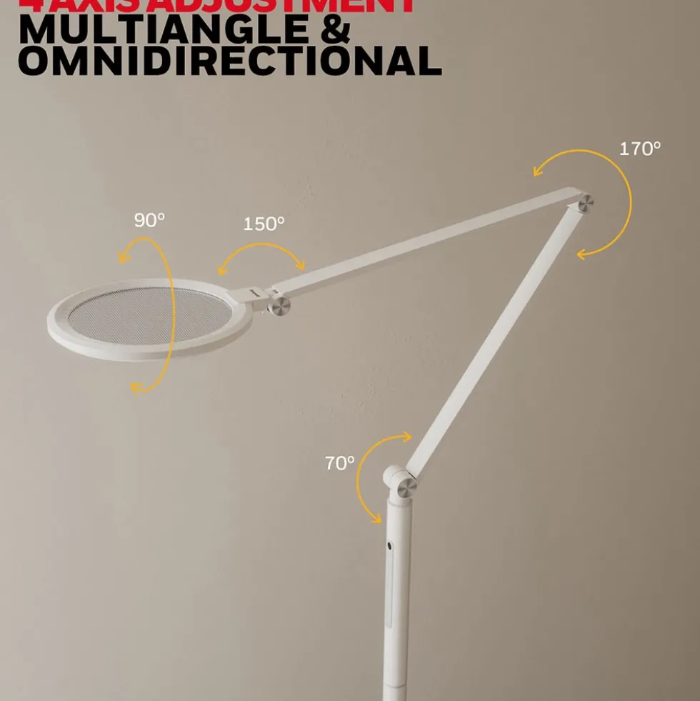 Honeywell Modern Adjustable Floor Lamp with Remote and Eye Protection, 2700k-5700k Color Temperature and 5 Brightness Levels, White - HWL-F01WT