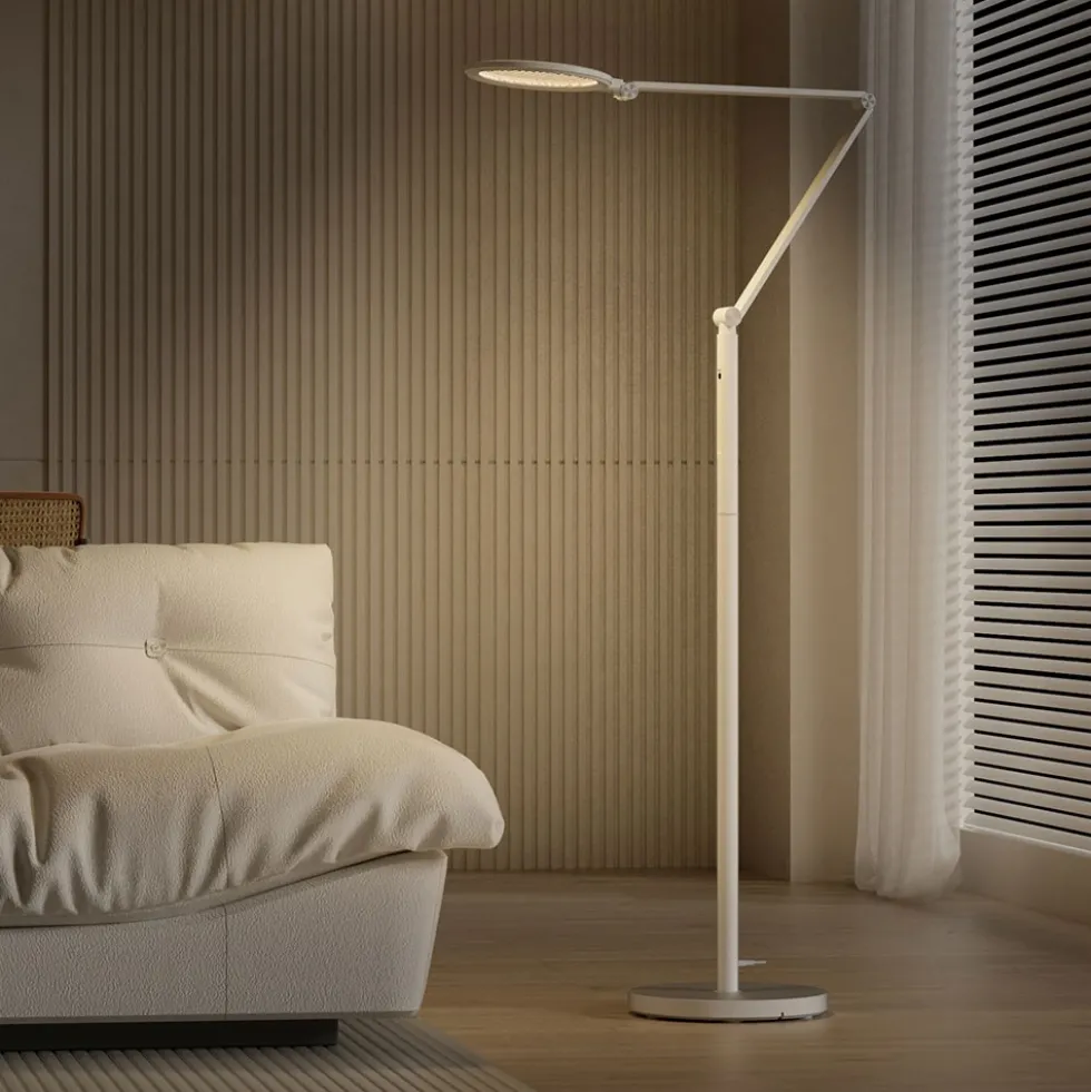 Honeywell Modern Adjustable Floor Lamp with Remote and Eye Protection, 2700k-5700k Color Temperature and 5 Brightness Levels, White - HWL-F01WT