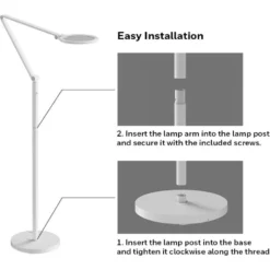 Honeywell Modern Adjustable Floor Lamp with Remote and Eye Protection, 2700k-5700k Color Temperature and 5 Brightness Levels, White - HWL-F01WT