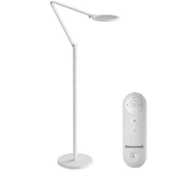 Honeywell Modern Adjustable Floor Lamp with Remote and Eye Protection, 2700k-5700k Color Temperature and 5 Brightness Levels, White - HWL-F01WT