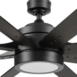 Honeywell Modern Indoor Ceiling Fan with Color Changing LED Light, 8 Dual Finish Blades and Reversible Motor, Black, 62 Inch - 51904-01