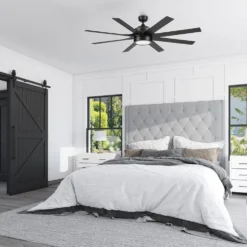 Honeywell Modern Indoor Ceiling Fan with Color Changing LED Light, 8 Dual Finish Blades and Reversible Motor, Black, 62 Inch - 51904-01