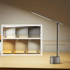 Honeywell Multi-Angle Adjustable LED Desk/Table Lamp with USB A+C Charging Ports and Eye Protection, Gray HWT-H01G-PRO
