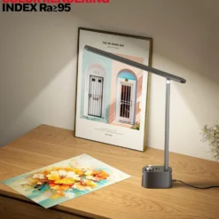 Honeywell Multi-Angle Adjustable LED Desk/Table Lamp with USB A+C Charging Ports and Eye Protection, Black HWT-H01-PRO