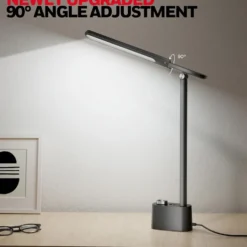 Honeywell Multi-Angle Adjustable LED Desk/Table Lamp with USB A+C Charging Ports and Eye Protection, Black HWT-H01-PRO