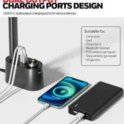 Honeywell Multi-Angle Adjustable LED Desk/Table Lamp with USB A+C Charging Ports and Eye Protection, Black HWT-H01-PRO
