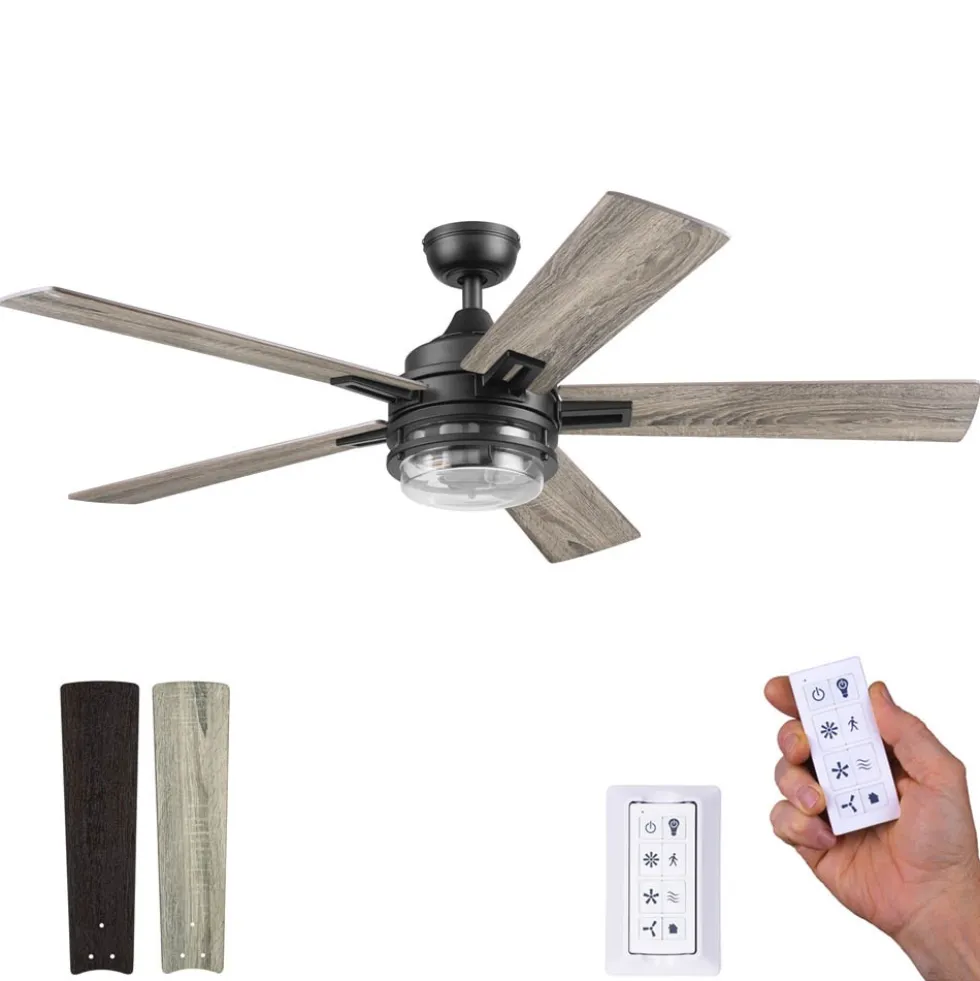 Honeywell Myers Park Indoor Ceiling Fan, Matte Black, 52-Inch - 51861